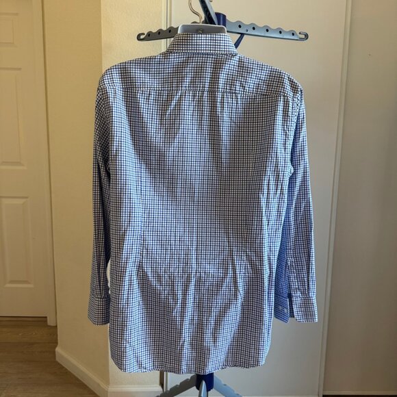 Hugo Boss Sharp Fit 16.5 16 1/2 Blue Plaid Dress Shirt 42 Men's 32/33 - Picture 11 of 11